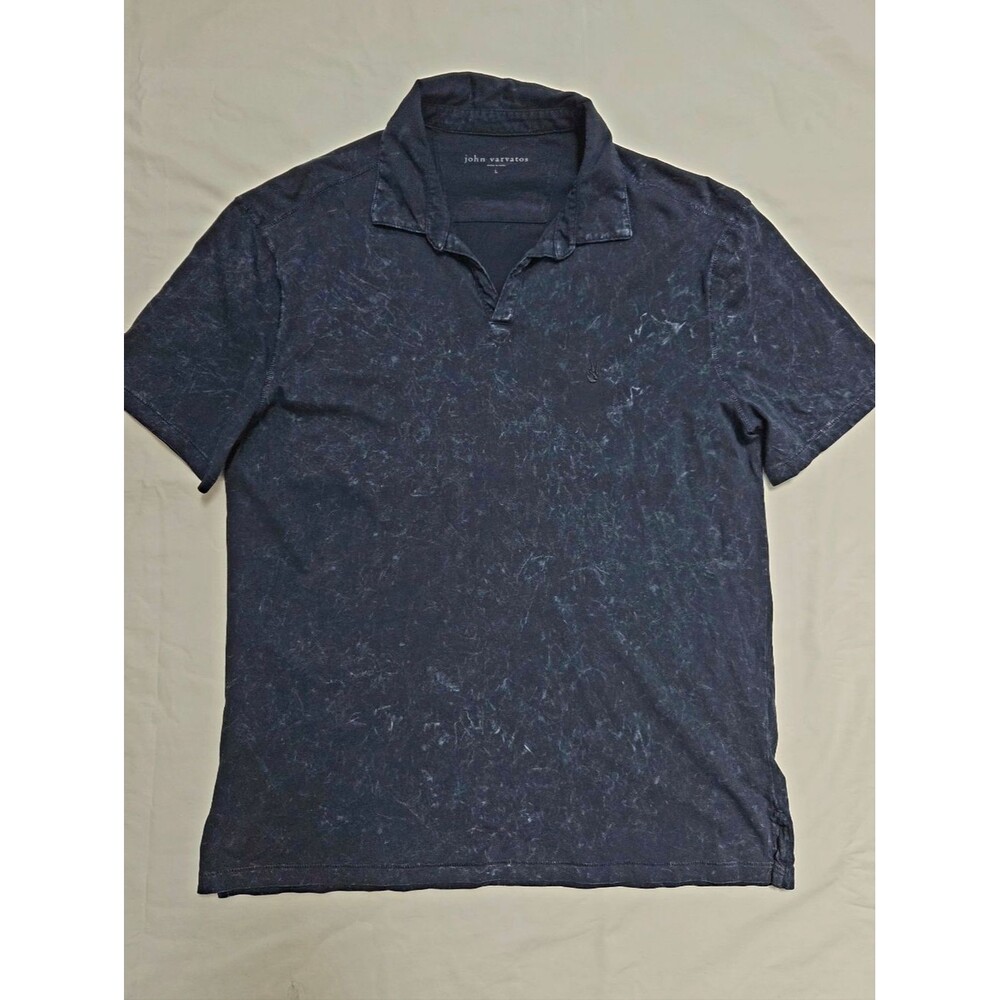 john varvatos Marble Washed Blue Peace Polo Shirt L